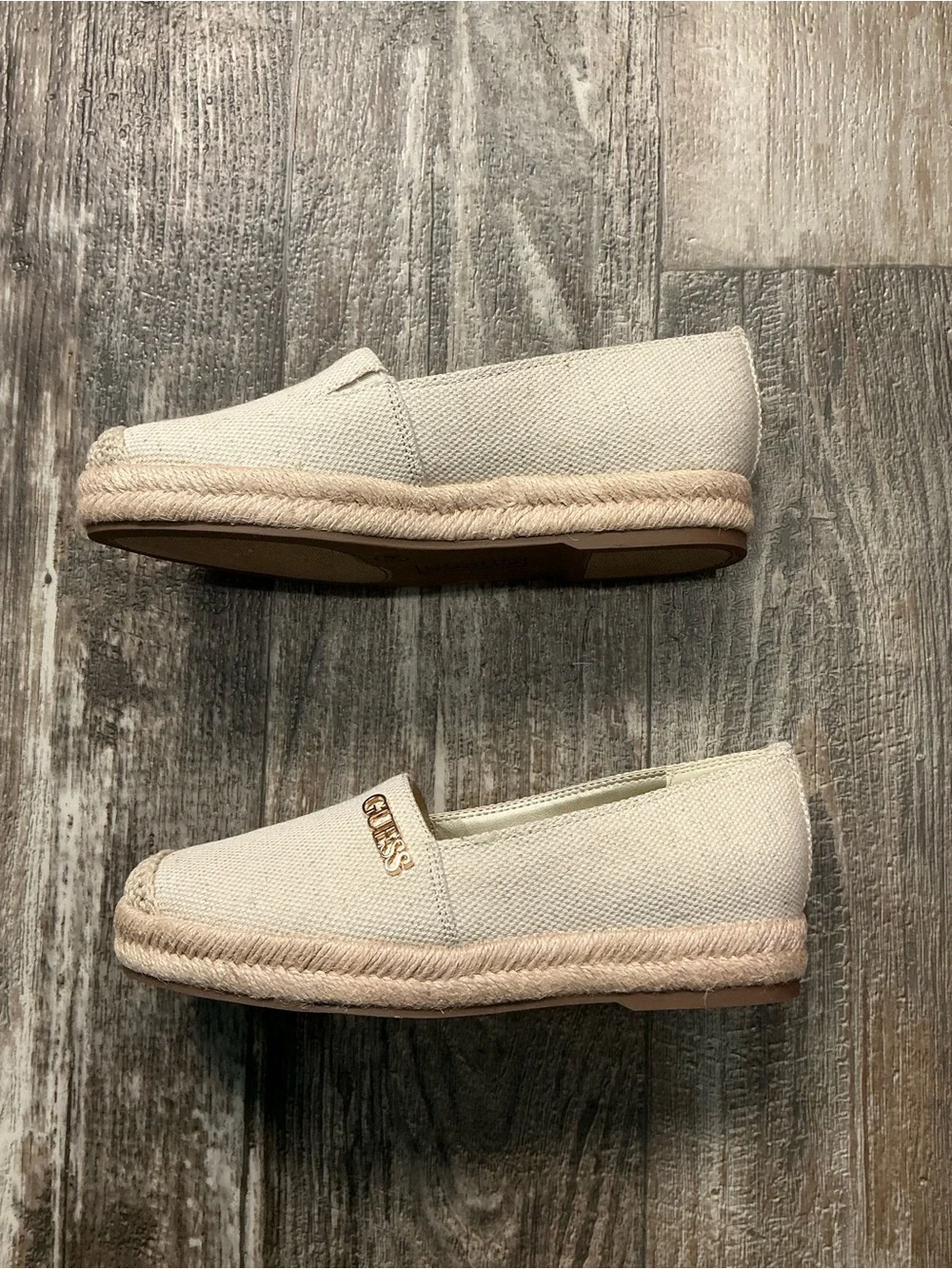 GUESS Women's Cream Espadrille Loafer Size 5